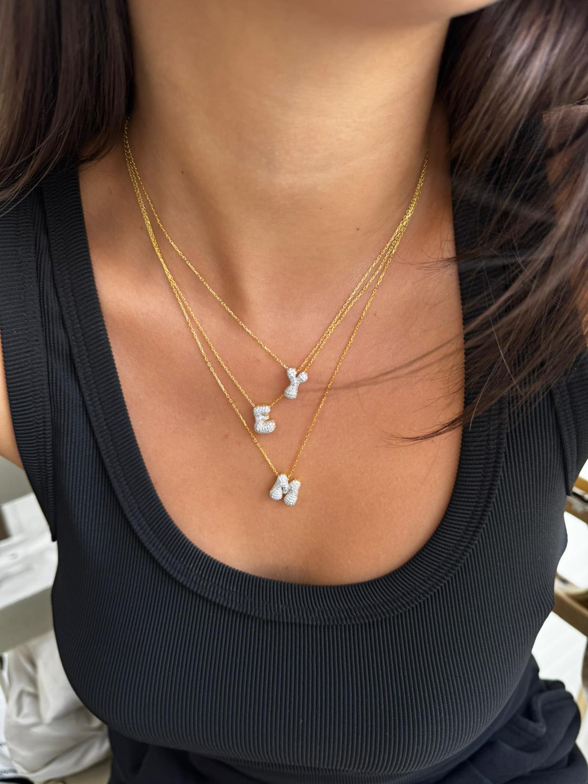 Bubble initial Necklace