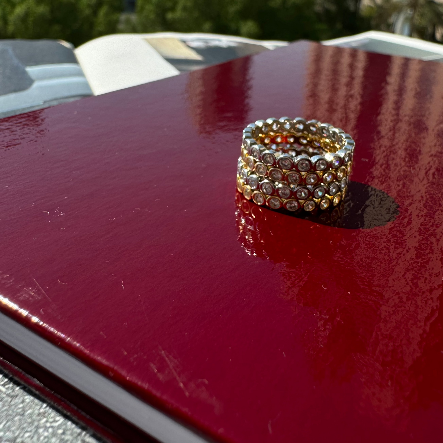 Diana Bezeled Silver Ring